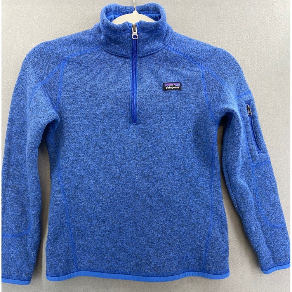 Patagonia Kids Better Sweater 1/4 Zip Fleece Pullover Blue Heather Medium 10